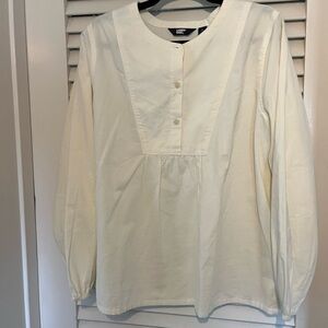 White corduroy popover top. Lands End brand.